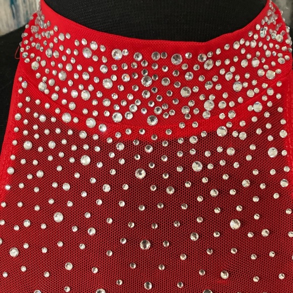SHEIN Red Rhinestone Crop Top - Picture 2 of 8